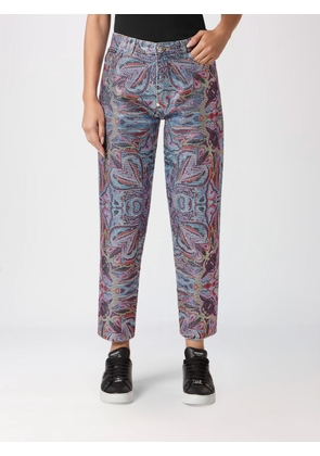 PHILIPP PLEIN High-Waisted Mom Fit Jeans with Abstract Print and Rhinestones