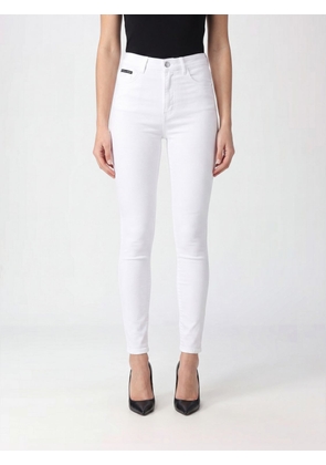 PHILIPP PLEIN High-Waisted Skinny Cropped Jeans in Stretch Denim with Logo