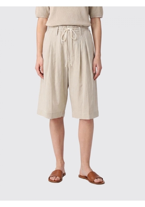 Y'S Knee-Length Linen and Cotton-Blend Shorts with High-Waist and Adjustable Drawstring