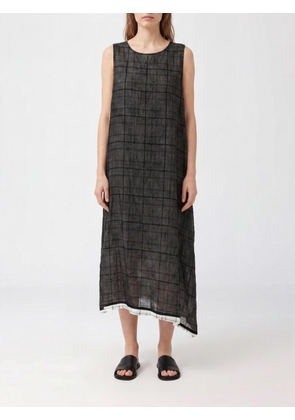 Y'S Asymmetrical Check Cotton and Linen-Blend Midi Tunic with Off-Shoulder Design