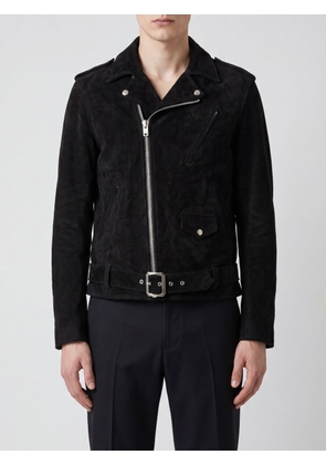 Y'S Suede Biker Jacket with Biker Collar, Epaulettes, and Adjustable Belt