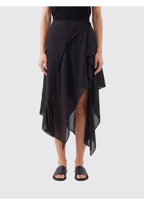 Y'S Asymmetrical Midi Skirt in Rayon and Cupro with Side Slit and Mid-Rise Waist