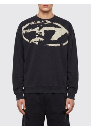 DIESEL Crewneck Cotton Sweatshirt with Dust-Effect Oval D Logo