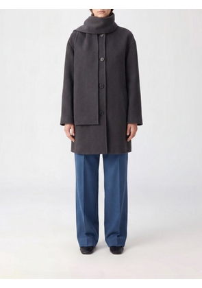 'S Max Mara Single-Breasted Knee-Length Coat in Pure Virgin Wool with Scarf Collar