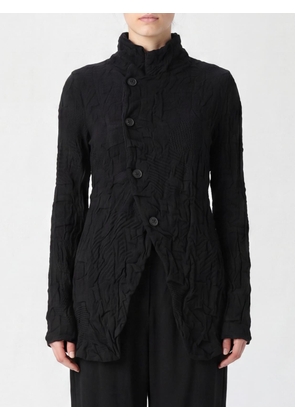 Y'S Cropped High-Neck Jacket with Crinkled Effect