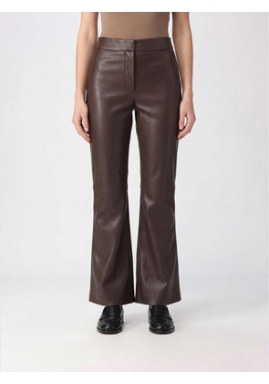 'S Max Mara Sublime Flared Mid-Rise Trousers in Smooth Calfskin Leather