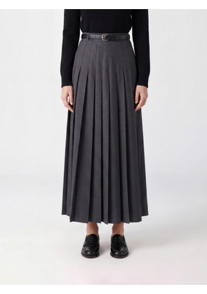SELF-PORTRAIT High-Waisted Pleated Wool-Blend Midi Skirt with Belt