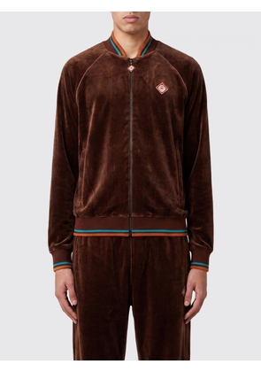 CASABLANCA Velvet Bomber Jumper with Zip Closure and Contrasting Logo