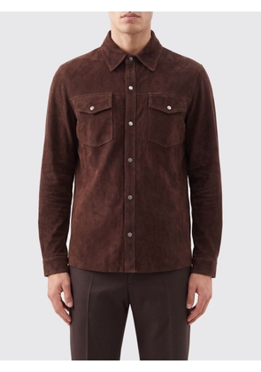 SALVATORE SANTORO Suede Leather Shirt Jacket with Patch Pockets