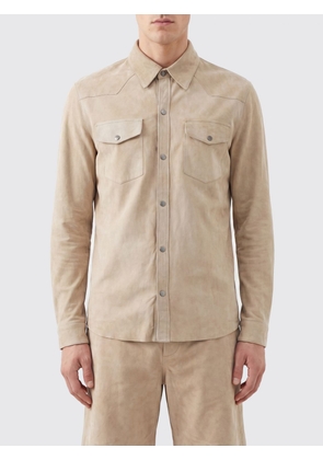 SALVATORE SANTORO Suede Leather Shirt Jacket with a Curved Hem