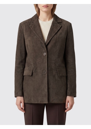 SALVATORE SANTORO Single-Breasted Suede Blazer with Flap Pockets