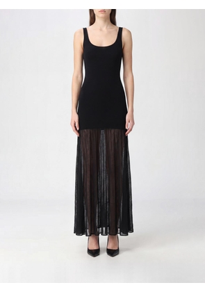 TOTEME Long Knit Dress with Square Neckline and Off-the-Shoulder Design