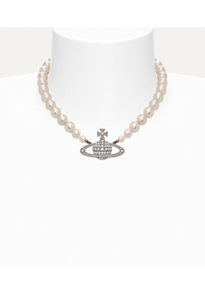 Vivienne Westwood One Row Bas Relief Pearl Choker Platinum-cream-crystal Platinum-cream-crystal Women
