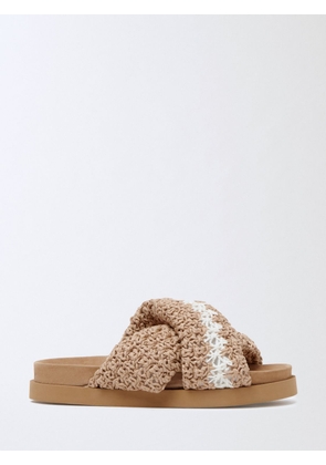 FABIANA FILIPPI Striped Crochet Cotton Low-Heeled Mules