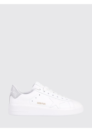 GOLDEN GOOSE Purestar Low-Top Sneakers in Leather and Glitter Mesh with Logo