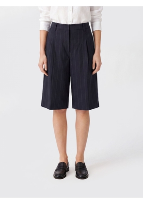 TAGLIATORE High-Waisted Pinstriped Knee-Length Tailored Shorts