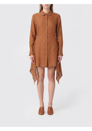 MC2 SAINT BARTH Asymmetric Linen Mini Shirt Dress