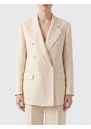 TAGLIATORE Loreley Cropped Double-Breasted Linen Blazer with Peak Lapels