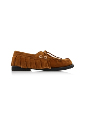 JW Anderson Ruffled Suede Boat Shoes - Moda Operandi