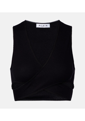 Alaia Ribbed-knit jersey crop top