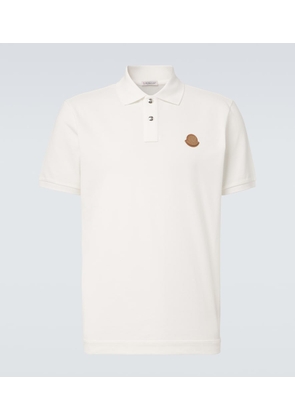 Moncler Leather-trimmed cotton pique polo shirt