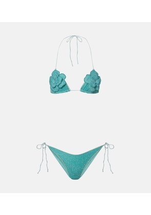 Oseree Lumiere floral-applique lame bikini