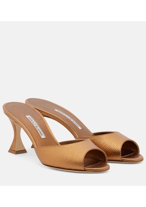 Manolo Blahnik Jadaron metallic leather mules