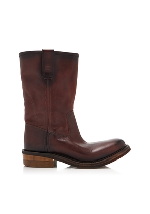Miu Miu Foule Leather Ankle Boots - Moda Operandi