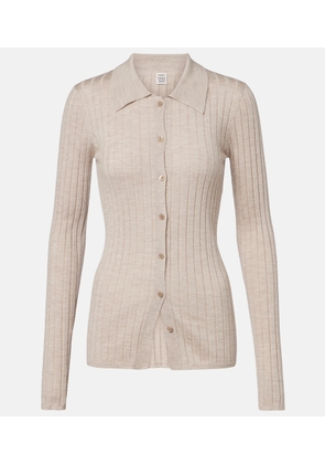 Toteme Ribbed-knit cashmere and silk cardigan
