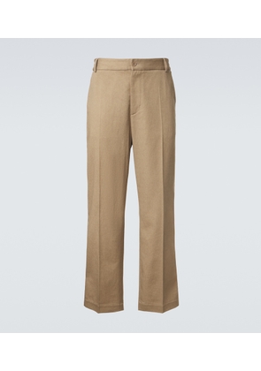 Moncler Pleated cotton straight pants