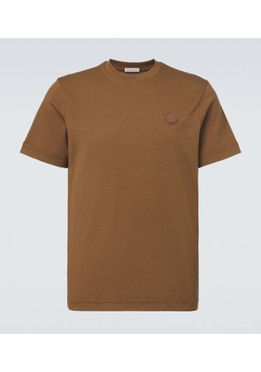 Moncler Leather-trimmed cotton jersey T-shirt
