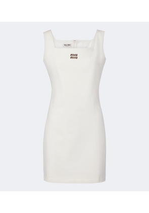 Miu Miu Leather-trimmed cotton jersey minidress