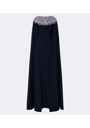 Oscar de la Renta Embellished caped silk-blend gown