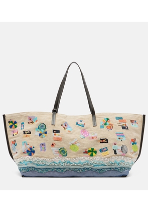 Staud Christos Large beaded canvas tote bag
