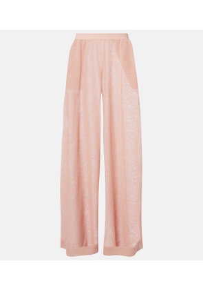 Alaia Semi-sheer linen and silk wide-leg pants