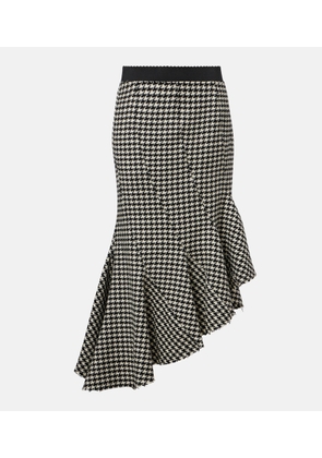 The Attico Ruffled houndstooth virgin wool midi skirt