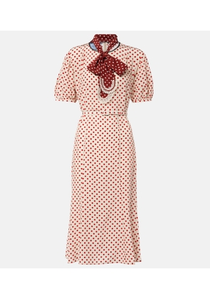 Prada Scarf-detail polka-dot silk midi dress