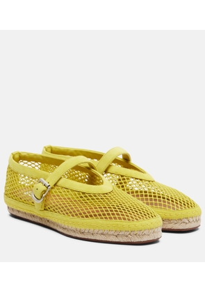 Alaia Fishnet suede-trimmed espadrilles