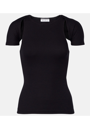 Alaia Layered ribbed-knit jersey top