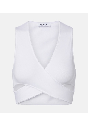Alaia Ribbed-knit jersey crop top