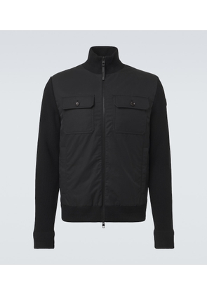 Moncler Virgin wool and suede zip-up down cardigan