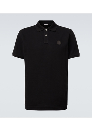 Moncler Leather-trimmed cotton pique polo shirt