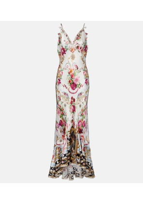 Camilla Floral silk satin maxi dress