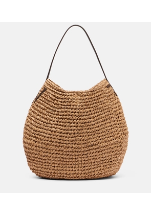 JW Anderson Bulb XL leather-trimmed raffia shoulder bag