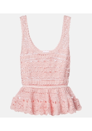 Anna Kosturova Marianne crochet peplum cotton top