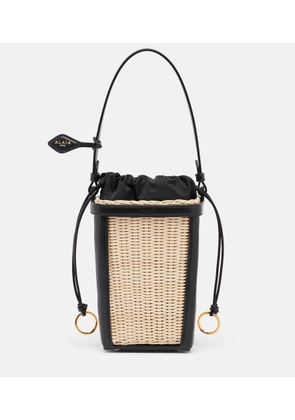 Alaia Small wicker and leather bucket bag