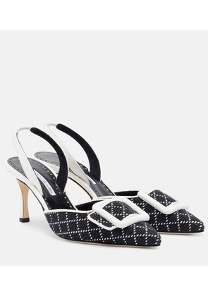 Manolo Blahnik Maysli raffia-effect slingback pumps