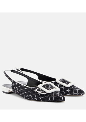 Manolo Blahnik Maylura raffia-effect slingback flats