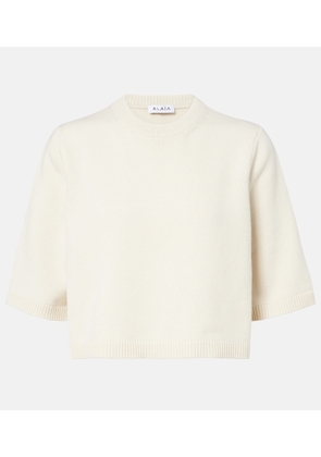 Alaia Cropped cashmere and wool-blend sweater