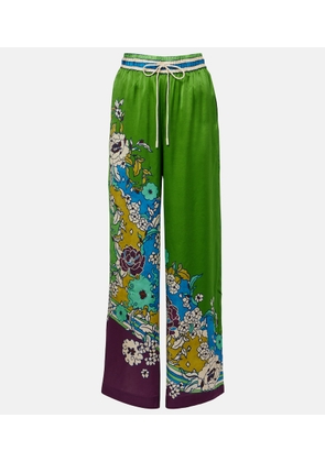 Alemais Nanci printed silk satin wide-leg pants